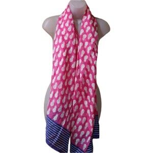 Talbots Pink Pineapple Print Scarf NWT Tropical Sheer Summer Square Wrap